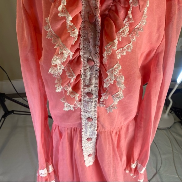 Vintage Pink Ruffle Prairie Dress – Barbiecore, Cottagecore, Romantic. Coco - Picture 6 of 8